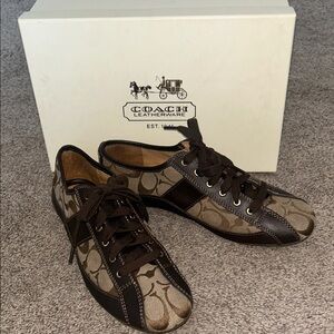 Coach Women's Brown and Tan Signature Sneakers